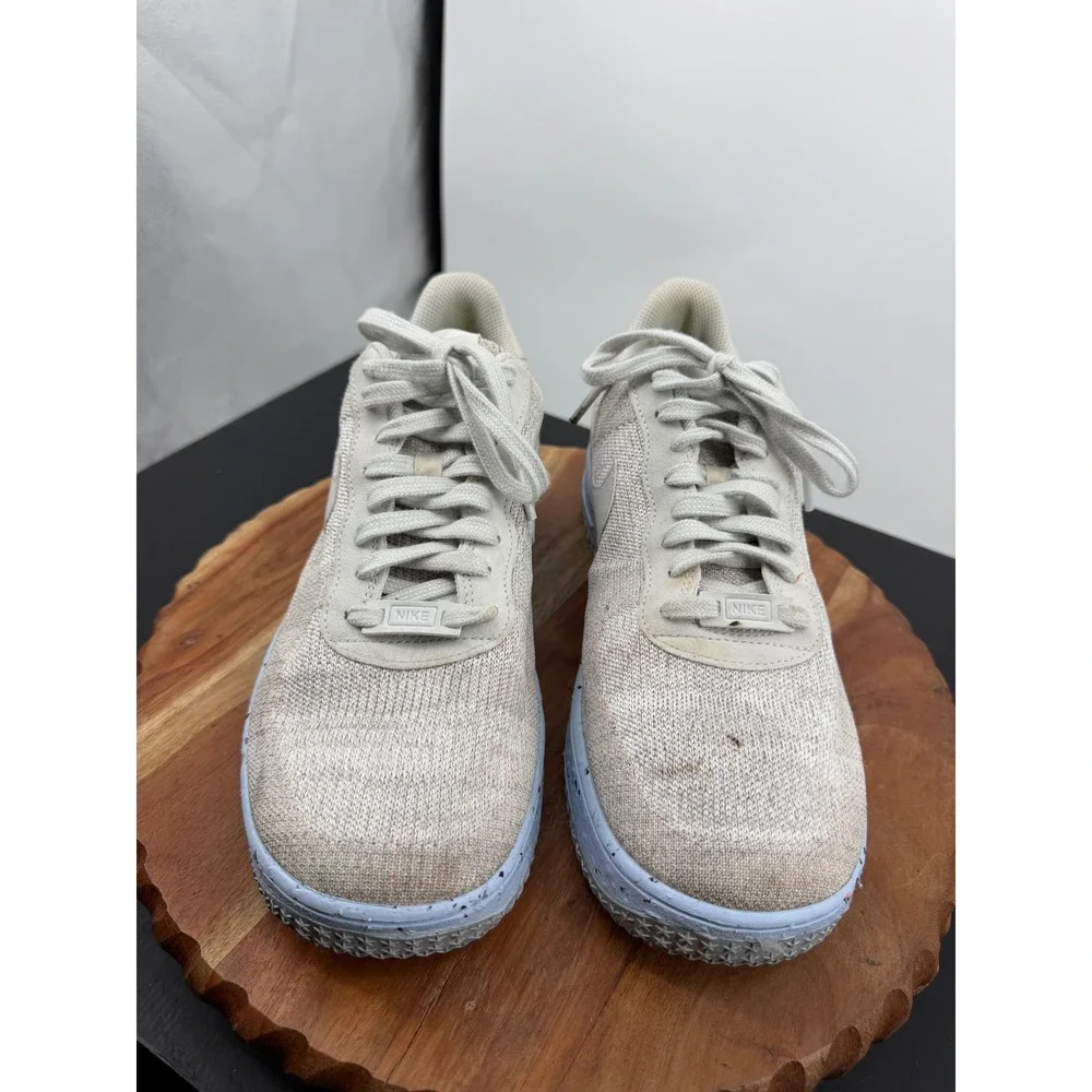 Nike Air Force 1 Crater Flyknit Sneakers Mens 10 Sail White DC4831-101 Speckled